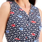 Charter Club Women's Printed Tie Front Sleeveless Top  Blue Size Medium