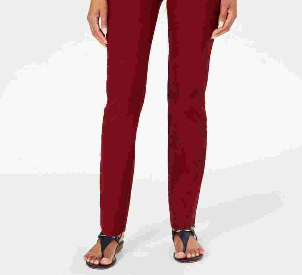 Charter Club Women's Chelsea Tummy Control Skinny-Leg Ankle Pants Wine Size 8