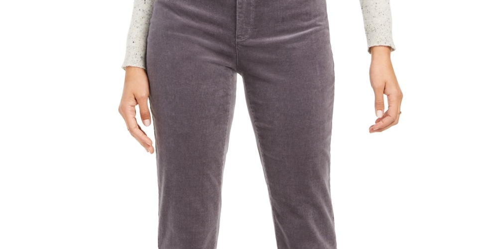 Charter Club Women's Lexington Corduroy Tummy-Control Pants Gray Size 4
