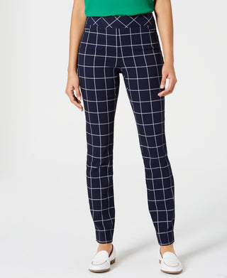 Charter Club Women's Windowpane Pants Blue Size 4