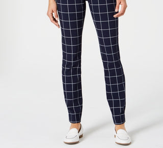 Charter Club Women's Windowpane Pants Blue Size 4
