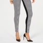 INC International Concepts Women's Petite Houndstooth Front Ponte Back Leggings Black Size 16 P