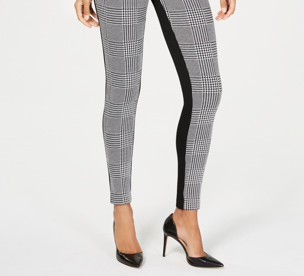 INC International Concepts Women's Petite Houndstooth Front Ponte Back Leggings Black Size 16 P