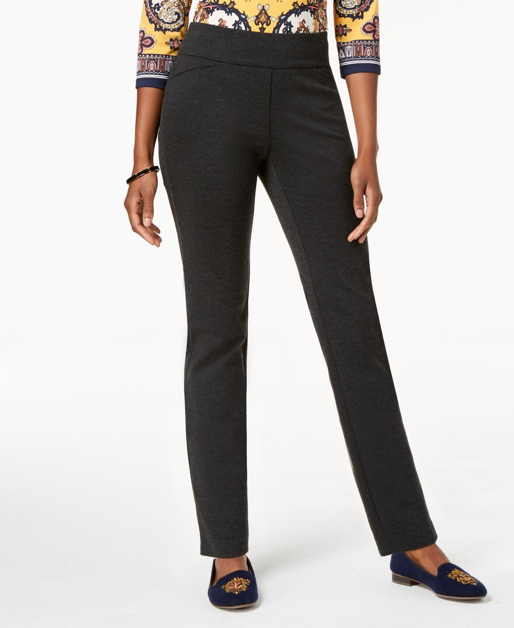 Charter Club Women's Cambridge Pull On Ponte Pants Gray Size 14