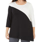 Alfani Women's Plus Size Colorblock Tunic Black 0X