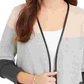 Charter Club Women's Petite Milano Colorblocked Cotton Completer Sweater Gray PL