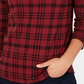 Charter Club Women's Pima Cotton Button Shoulder Print Top Red Size Petite Small