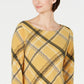 Charter Club Women's Plaid Bell Sleeve Top Gold Size Petite Small-Medium
