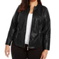 Alfani Women's Plus Size Faux Leather Jacket Black Size 0X