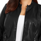 Alfani Women's Plus Size Faux Leather Jacket Black Size 0X