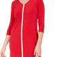 JM Collection Women's Embellished Trim Dress Red Size Petite Medium