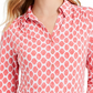 Charter Club Women's 3/4 Sleeve Printed Polo Top  Red Size XX Large
