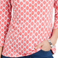 Charter Club Women's 3/4 Sleeve Printed Polo Top  Red Size XX Large