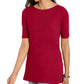 Karen Scott Women's Elbow-Sleeve Stud-Trim Tunic Bright Red Size X-Small