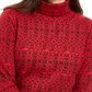 Karen Scott Women's Fair Isle Printed Turtleneck Top Bright Red Size Small