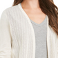 Charter Club Women's Chevron Pointelle Cardigan Beige Size XX-Large