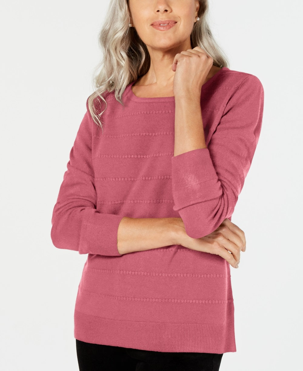 Karen Scott Women's Ottoman Stitch Sweater Pink Size PS/M