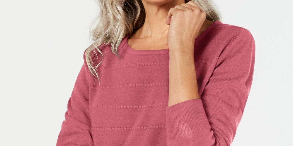 Karen Scott Women's Ottoman Stitch Sweater Pink Size PS/M