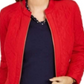 Charter Club Women's Quilted Jacket Red Size Petite Small