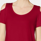 JM Collection Women's Cold Shoulder Swing T Shirt Red Size Medium
