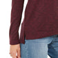 Style & Co Women's Petite Marled-Knit V-Neck Top Red PL