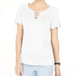 Karen Scott Women's Triple Ring Cutout Top White Size Medium