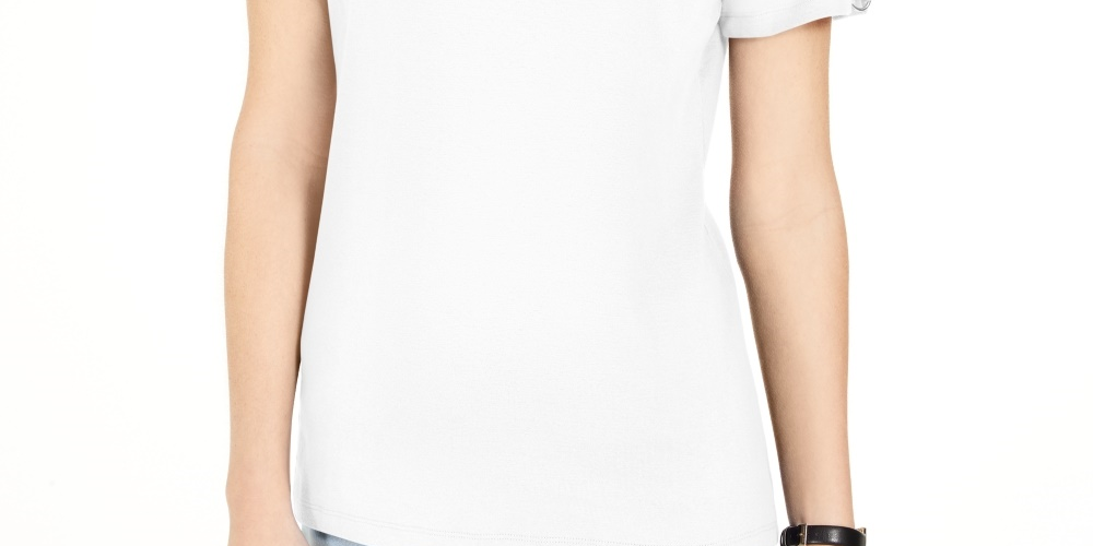 Karen Scott Women's Triple Ring Cutout Top White Size Medium