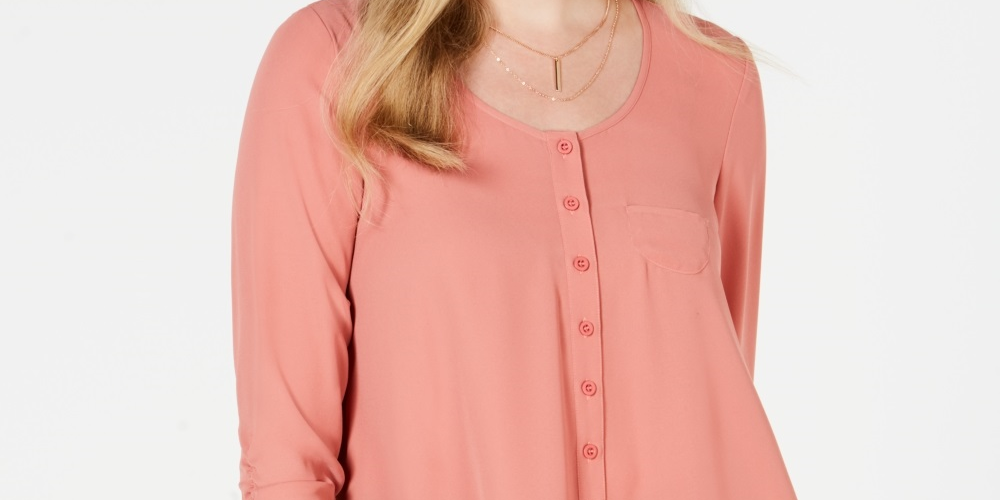 Style & Co Women's Swing Blouse Orange Size Petite X-Large