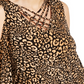 Thalia Sodi Women's Animal Print Strappy Cold Shoulder Top Gold Size XX-Large