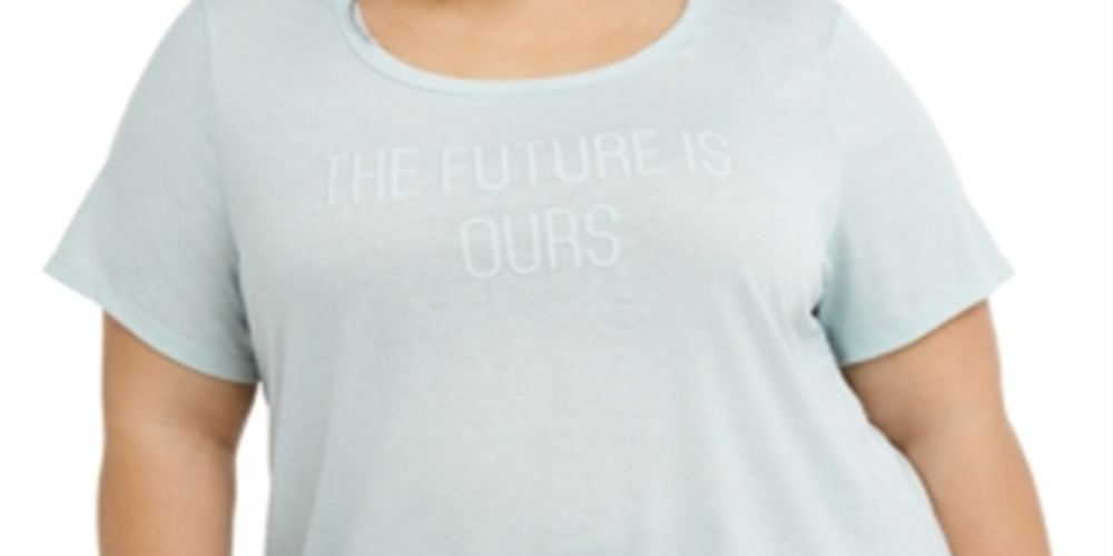 Ideology Women's Performance Graphic Short Sleeve Top Mint Size 3X