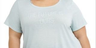 Ideology Women's Performance Graphic Short Sleeve Top Mint Size 3X