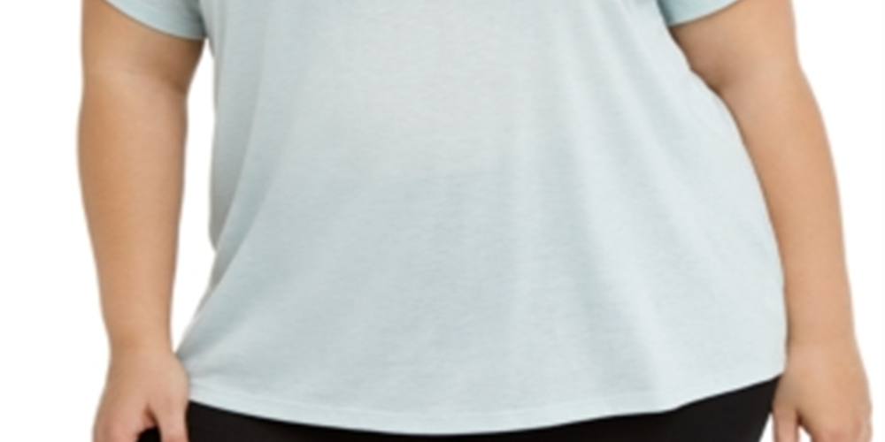 Ideology Women's Performance Graphic Short Sleeve Top Mint Size 3X