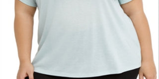 Ideology Women's Performance Graphic Short Sleeve Top Mint Size 3X