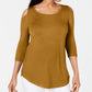 JM Collection Women's Petite Cold-Shoulder Top  Yellow Size Petite Medium