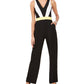 Vince Camuto Women's V Neck Colorblocked Jumpsuit Black Size 8