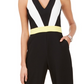 Vince Camuto Women's V Neck Colorblocked Jumpsuit Black Size 8