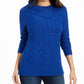 Charter Club Women's Petite Envelope-Neck Cable-Knit Sweater Blue Size Petite X-Large