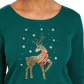 Karen Scott Women's Rhinestone Reindeer Holiday Shirt Green Size X-Large