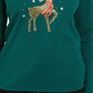 Karen Scott Women's Rhinestone Reindeer Holiday Shirt Green Size X-Large