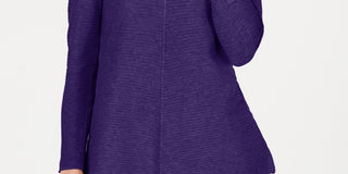 Alfani Women's Ribbed Snap Detail Sweater Purple Size Petite Small