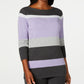 Karen Scott Women's Cotton Striped Sweater Purple Size PL