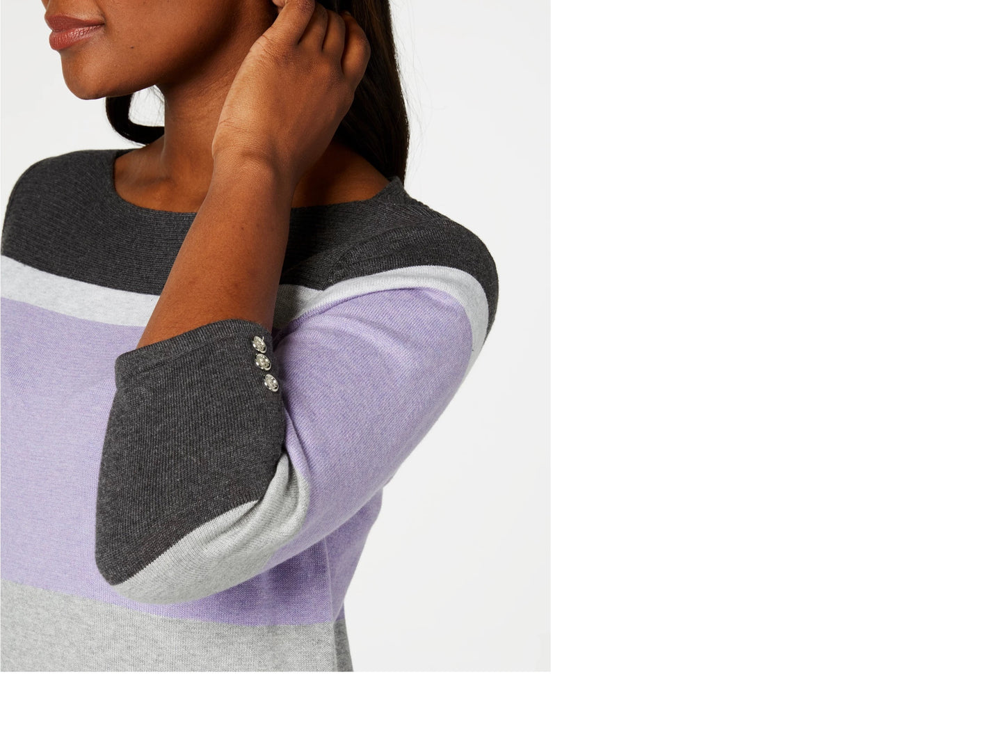 Karen Scott Women's Cotton Striped Sweater Purple Size PL