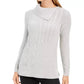 Charter Club Women's Petite Envelope-Neck Cable-Knit Sweater Gray Size Petite X-Large