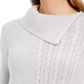 Charter Club Women's Petite Envelope-Neck Cable-Knit Sweater Gray Size Petite X-Large