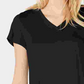 INC International Concepts Women's Lace Trim V-Neck T-Shirt Black Size X-Small