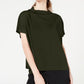 Alfani Women's Cowl Mock-Neck Top Green Size Petite Medium