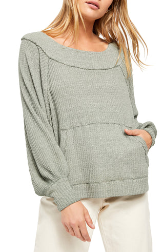 Free People Women's Westend Thermal Top Green Size Small