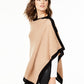 Charter Club Women's Cashmere Border Poncho  Beige Size Regular