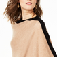 Charter Club Women's Cashmere Border Poncho  Beige Size Regular