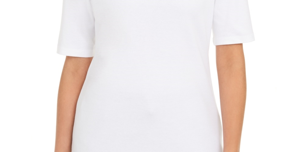 Karen Scott Women's Cotton Keyhole Top White Size X-Small